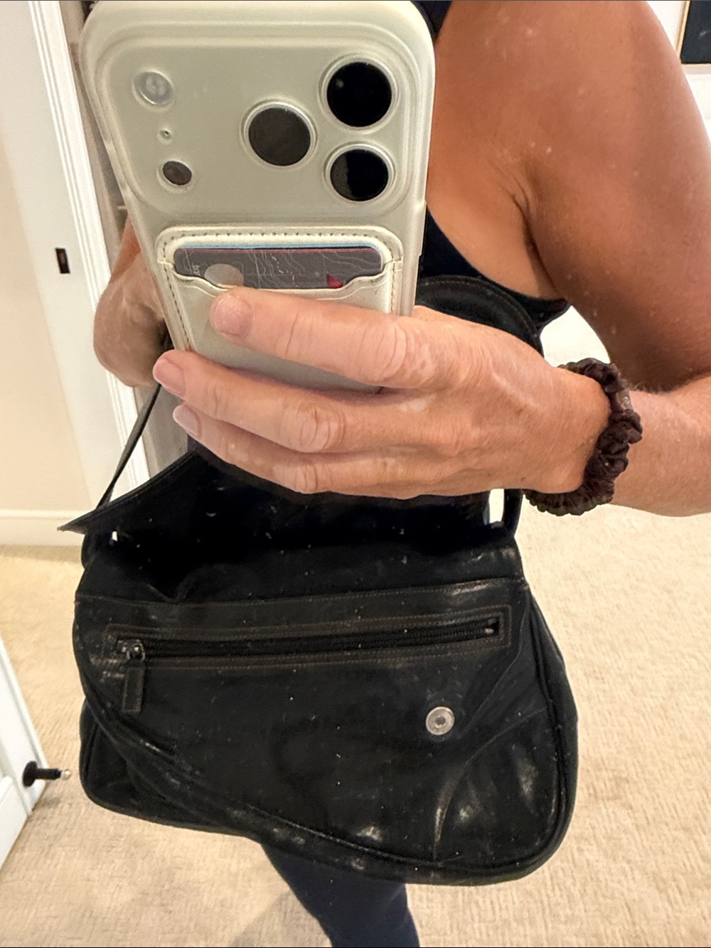 Dior Black Leather Shoulder Bag with Brown Trim - Picture 10 of 11